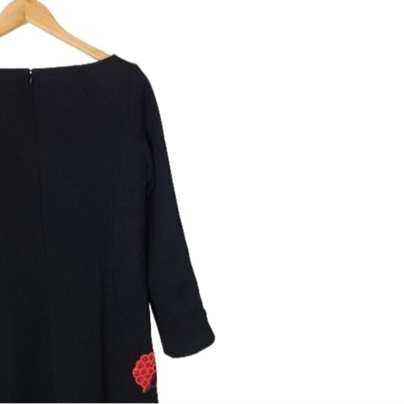 TORY BURCH Etta Black Virgin Wool Blend Embellished Mini Dress Women's Size 6 - Picture 11 of 15